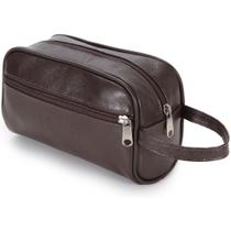 Necessaire Estojo Bolsa Couro Masculino Feminino Organizadora Viagem Com Zíper Dia a Dia