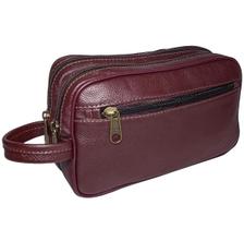 Necessaire Estojo de Couro Legítimo Genuíno Grande Espaçosa