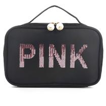 Necessaire Estojo Escolar Organizador Feminina Feminina Pink Com Espelhinho Porta Batom, Maquiagem