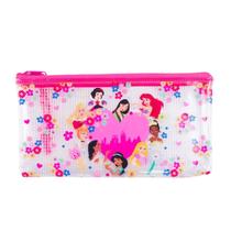 Necessaire Estojo Transparente Coração Princesas 11.5x21cm - Disney