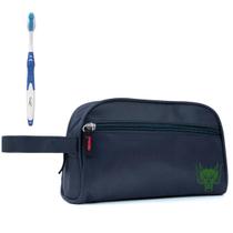 Nécessaire Executiva Nylon Impermeável Azul Estampada