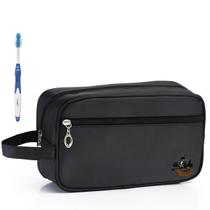 Nécessaire Executiva Nylon Impermeável Preta Estampada