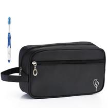 Nécessaire Executiva Nylon Impermeável Preta Estampada Nécessaire Executiva Nylon Impermeável Preta Estampada