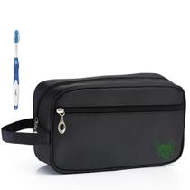 Nécessaire Executiva Nylon Impermeável Preta Estampada