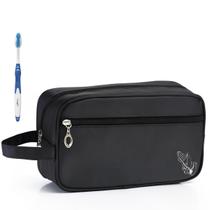 Nécessaire Executiva Nylon Impermeável Preta Estampada