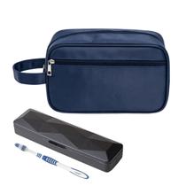 Nécessaire Executiva Premium Nylon Azul Com Porta Escova Nécessaire Executiva Premium Nylon Azul Com Porta Escova