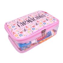 Necessaire Farmacinha Estojo Rosa Transparente