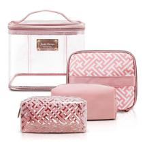 Necessaire Feminina Kit 4 Peças Organizadora Bolsa Mão Viagem Acessórios Maquiagem PVC