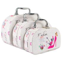 Necessaire Feminina Maleta Frasqueira Caixa Organizadora Multiuso Pequena Média Grande Kit 3 Peças