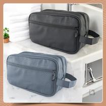Necessaire Feminina Masculina Com Alça Lateral Bolsa de Mão Organizador Mala Viagem Couro