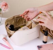 Necessaire Feminina Organizador Maquiagem Viagem Blogueira OFF WHITE