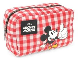 Necessaire Feminina Quadriculada Mickey, Gash Red NC14599MK Necessaire Feminina Quadriculada Mickey, Gash Red NC14599MK
