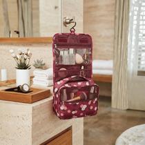 Necessaire Gancho Oganizadora Viagem Divisórias Pendurar Vinho Flores Necessaire Gancho Oganizadora Viagem Divisórias Pendurar Vinho Flores