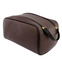 Nécessaire Grande/Masculina Feminina /Organizadora Viagem /Bolsa de Mão/Porta Maquiagens MARROM LISO - W&S Acessórios