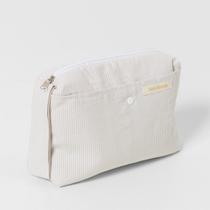Necessaire Infantil Porta Fralda e Lenço - Bege Listrado