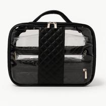 Necessaire kit 3 Organizadora de Maquiagem Feminina Viagem Blogueira cosméticos Estojo Preto Necessaire kit 3 Organizadora de Maquiagem Feminina Viagem Blogueira cosméticos Estojo Preto