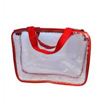 Necessaire MALOTE Transparente VERMELHA 30x23 com alça