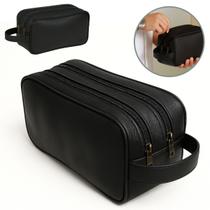 Necessaire Masculina Couro Grande bolsa porta objeto viagem 2 divisórias Premium Executiva Monolo Necessaire Masculina Couro Grande bolsa porta objeto viagem 2 divisórias Premium Executiva Monolo