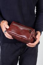 Necessaire masculina em couro italiano Daily 10x20x8cm