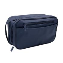 Necessaire Masculina Grande Nylon Espaçosa Azul Moderna