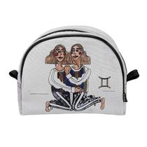 Nécessaire Meia Lua Grande Coleção Aquarela Signos Gêmeos