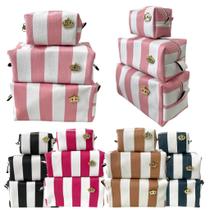 Necessaire Organizador Kit 3 Bolsas Portátil Viagem Maquiagem Cosméticos Produtos de Higiene Pessoal LISTRADO - Alcâncio Acessórios Necessaire Organizador Kit 3 Bolsas Portátil Viagem Maquiagem Cosméticos Produtos de Higiene Pessoal LISTRADO - Alcâncio Acessórios