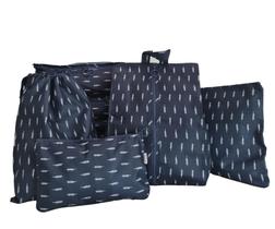 Necessaire Organizador Mala De Viagem 7 Peças Azul/Branco