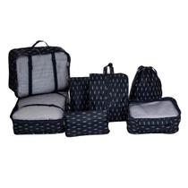 Necessaire organizador para mala de viagem kit 7 peças azul com branco