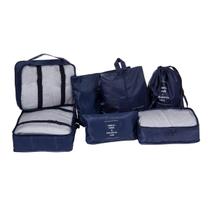 Necessaire organizador para mala de viagem kit com 7 peças cor azul marinho