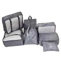 Necessaire organizador para mala de viagem kit com 7 peças cor cinza