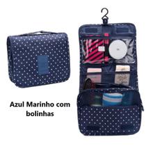 Necessaire Organizadora de Maquiagem / Higiene Pessoal Para Viagem AZUL BOLINHA - IUNIT