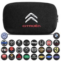 Necessaire Organizadora de Porta Luvas Audi BMW Ferrari Fiat Honda Hyundai Volkswagen Harley Preto