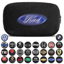 Necessaire Organizadora de Porta Luvas Audi BMW Ferrari Fiat Honda Hyundai Volkswagen Harley Preto