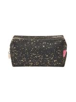 Necessaire Qualis Preta Com Detalhes Em Dourado NS2383