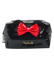 Necessaire Retangular Preto Laço Orelhas Minnie 12x11x21cm Disney