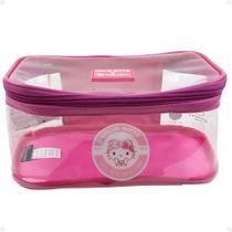 Necessaire Retangular Transparente Hello Kitty by Klass Vough Rosa Kchk-07