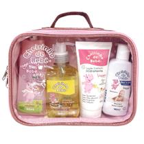 Necessaire Rosa - Kit Colônia 200ml+Sab Liquido Glic 250ml+Loção Cr. Hidratante 160g e Óleo Suave 140ml