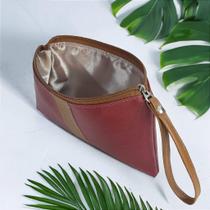 Necessaire Slim P com Alça e Forro - material sintético Sintético - Cor Marsala