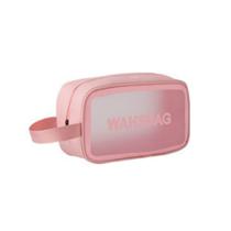 Necessaire Transparente Média Organizador Viagem Bolsa Rosa - WASCHBAG