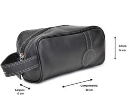 Necessaire Unissex 100% Couro Viagem Higiene Pessoal Preto Casualstock