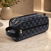 Necessaire Unissex Flor E Xadrez Bolsa Organizadora Multiuso