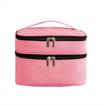 Necessaire Viagem Dupla Organizador Maquiagem Cor:rosa Necessaire Viagem Dupla Organizador Maquiagem Cor:rosa