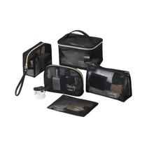 Necessaires De Maquiagem Em Malha Preta 5pcs/Conjunto Bolsas De Maquiagem Portáteis