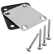 Neck Plate Cromado Com Protetor Para Guitarra E Contra Baixo