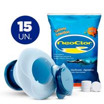 Neoclor pastilha 3 em 1 e flutuador para manutenção e limpeza de piscinas