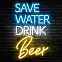 Neon Sign Kavaas Save Water Beba cerveja para Man Cave, Home Bar