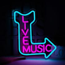 Neon Sign qbanziou Música ao vivo para decoração de parede, luz LED