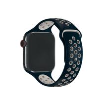 NERDCASE, Pulseira NK Furadinha Compatível com Apple Watch, Esportiva, 38/40/41mm, Azul Marinho e Branca