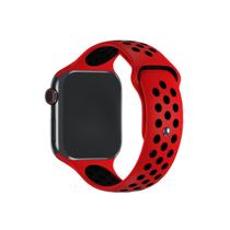 NERDCASE, Pulseira NK Furadinha, Silicone, Compatível com Apple Watch, Serie 1-9, 42/44/45/49mm, Vermelha e Preta