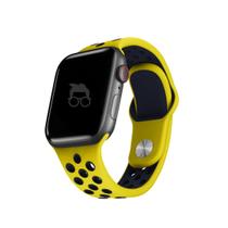 NERDCASE, Pulseira NK Furadinha, Silicone, Compatível com Apple Watch Series 1-9, 42mm/44mm/45mm/49mm, Amarelo/Azul